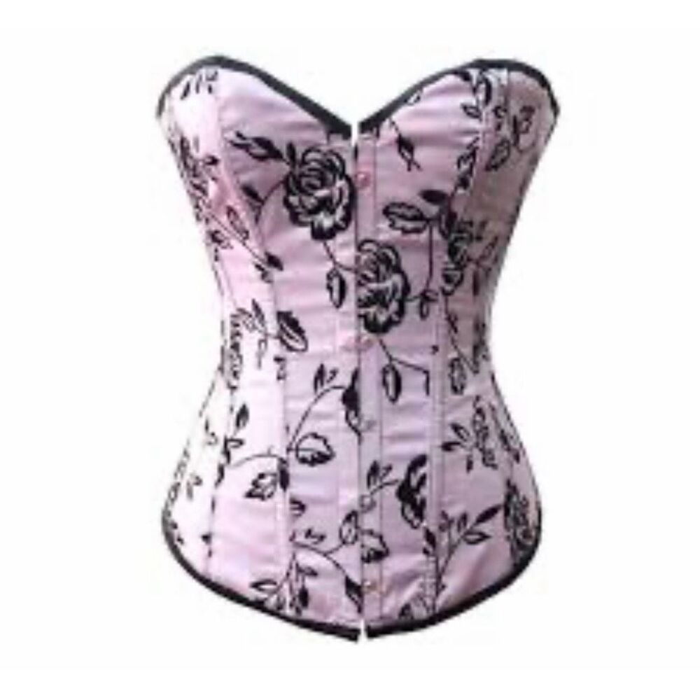 El Secreto De Carol Sexy feminine mauve corset with a black floral print #2548